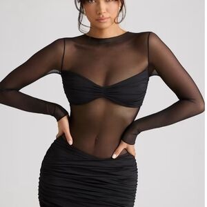 Oh Polly Sheer Black Mini Dress